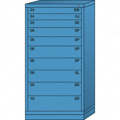 Lyon - 10 Drawer, Standard Eye-Level - Single Drawer Access Cabinet - Steel, 30" Wide x 28-1/4" Deep x 59-1/4" High, Wedgewood Blue - Benchmark Tooling