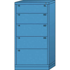 Lyon - 5 Drawer, Standard Eye-Level - Multiple Drawer Access Cabinet - Steel, 30" Wide x 28-1/4" Deep x 59-1/4" High, Wedgewood Blue - Benchmark Tooling