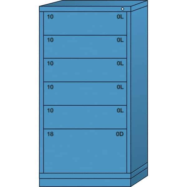 Lyon - 6 Drawer, Standard Eye-Level - Multiple Drawer Access Cabinet - Steel, 30" Wide x 28-1/4" Deep x 59-1/4" High, Wedgewood Blue - Benchmark Tooling