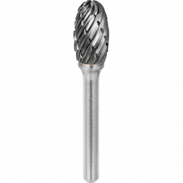 SGS Pro - 1/2" Cut Diam, 1/4" Shank Diam, Tungsten Carbide Steel Cut Oval Burr - Benchmark Tooling