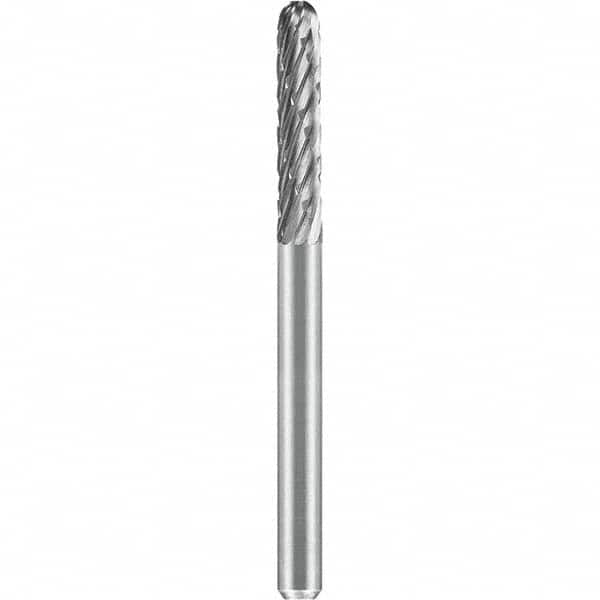 SGS Pro - 1/8" Cut Diam, 1/8" Shank Diam, Tungsten Carbide Double Cut Ball Nose Cylinder Burr - Benchmark Tooling