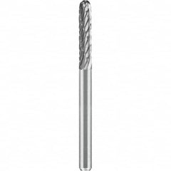 SGS Pro - 1/8" Cut Diam, 1/8" Shank Diam, Tungsten Carbide Double Cut Ball Nose Cylinder Burr - Benchmark Tooling