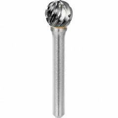 SGS Pro - 5/16" Cut Diam, 1/4" Shank Diam, Tungsten Carbide Steel Cut Ball Burr - Benchmark Tooling