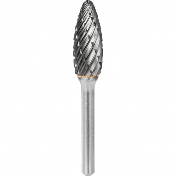 SGS Pro - 1/2" Cut Diam, 1/4" Shank Diam, Tungsten Carbide Steel Cut Flame Burr - Benchmark Tooling