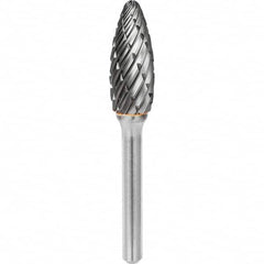 SGS Pro - 5/16" Cut Diam, 1/4" Shank Diam, Tungsten Carbide Steel Cut Flame Burr - Benchmark Tooling