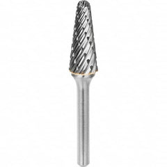 SGS Pro - 3/8" Cut Diam, 1/4" Shank Diam, Tungsten Carbide Steel Cut Ball Nose Cone Burr - Benchmark Tooling