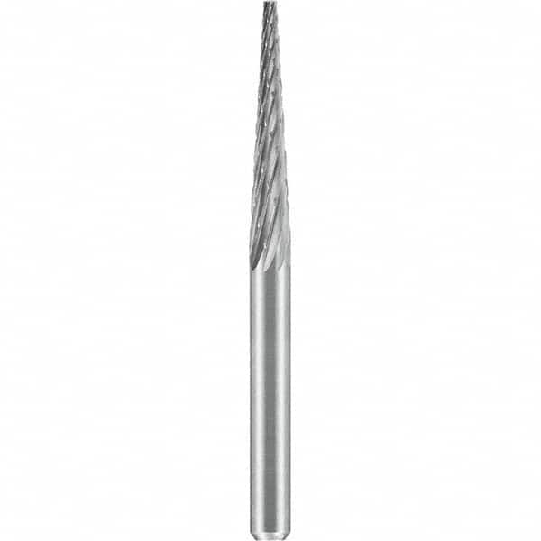 SGS Pro - 1/8" Cut Diam, 1/8" Shank Diam, Tungsten Carbide Double Cut Cone Burr - Benchmark Tooling