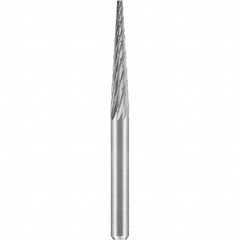 SGS Pro - 1/8" Cut Diam, 1/8" Shank Diam, Tungsten Carbide Double Cut Cone Burr - Benchmark Tooling