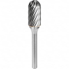 SGS Pro - 5/16" Cut Diam, 1/4" Shank Diam, Tungsten Carbide Inox Cut Ball Nose Cylinder Burr - Benchmark Tooling