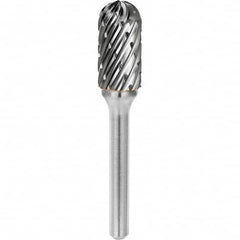 SGS Pro - 1/2" Cut Diam, 1/4" Shank Diam, Tungsten Carbide Steel Cut Ball Nose Cylinder Burr - Benchmark Tooling