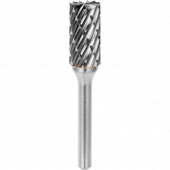 SGS Pro - 1/2" Cut Diam, 1/4" Shank Diam, Tungsten Carbide Steel Cut Cylinder Burr with End Cut - Benchmark Tooling