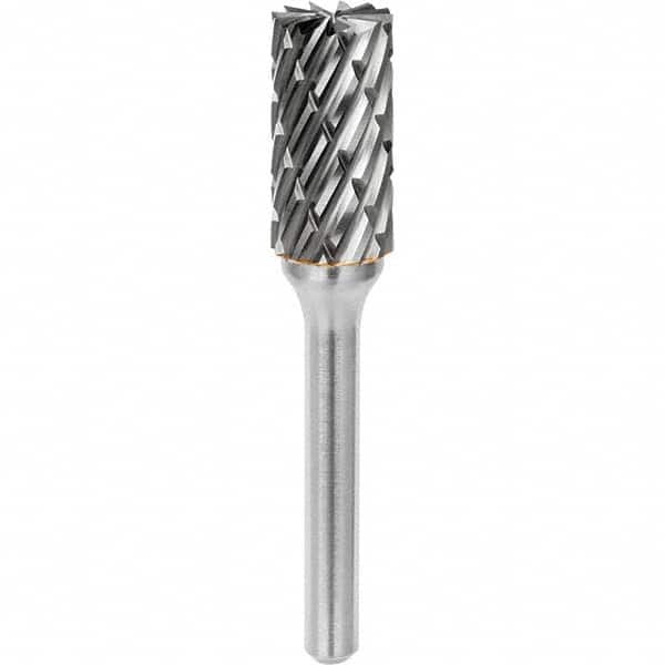 SGS Pro - 5/16" Cut Diam, 1/4" Shank Diam, Tungsten Carbide Steel Cut Cylinder Burr with End Cut - Benchmark Tooling