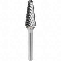 SGS Pro - 3/8" Cut Diam, 1/4" Shank Diam, Tungsten Carbide Inox Cut Ball Nose Cone Burr - Benchmark Tooling