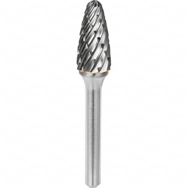 SGS Pro - 3/8" Cut Diam, 1/4" Shank Diam, Tungsten Carbide Steel Cut Ball Nose Tree Burr - Benchmark Tooling