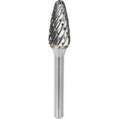 SGS Pro - 1/4" Cut Diam, 1/4" Shank Diam, Tungsten Carbide Steel Cut Ball Nose Tree Burr - Benchmark Tooling