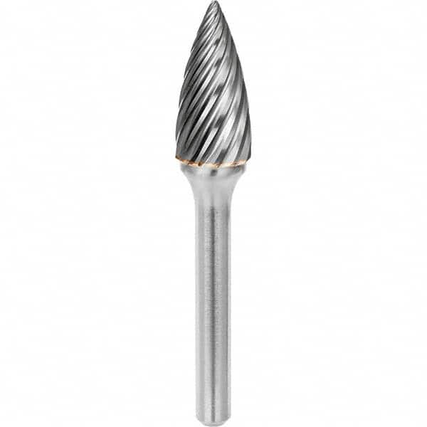 SGS Pro - 1/2" Cut Diam, 1/4" Shank Diam, Tungsten Carbide Inox Cut Pointed Tree Burr - Benchmark Tooling