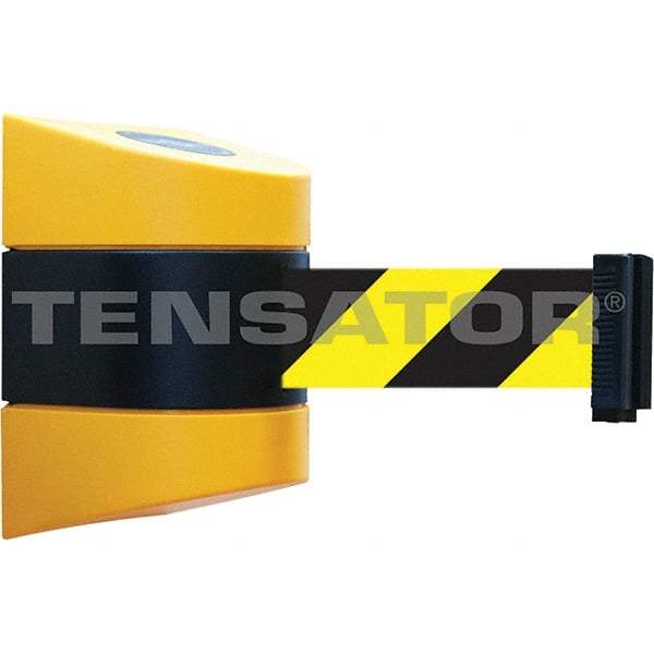 Tensator - 7-1/4" High x 4-3/4" Long x 4-3/4" Wide Magnetic Wall Mount Barrier - Yellow Powdercoat Finish, Black/Yellow, Use with Wall Mount - Benchmark Tooling