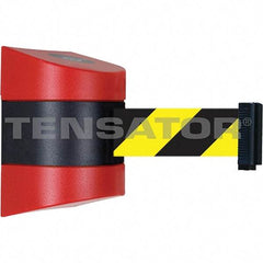 Tensator - 7-1/4" High x 4-3/4" Long x 4-3/4" Wide Magnetic Wall Mount Barrier - Red Powdercoat Finish, Red/Black, Use with Wall Mount - Benchmark Tooling