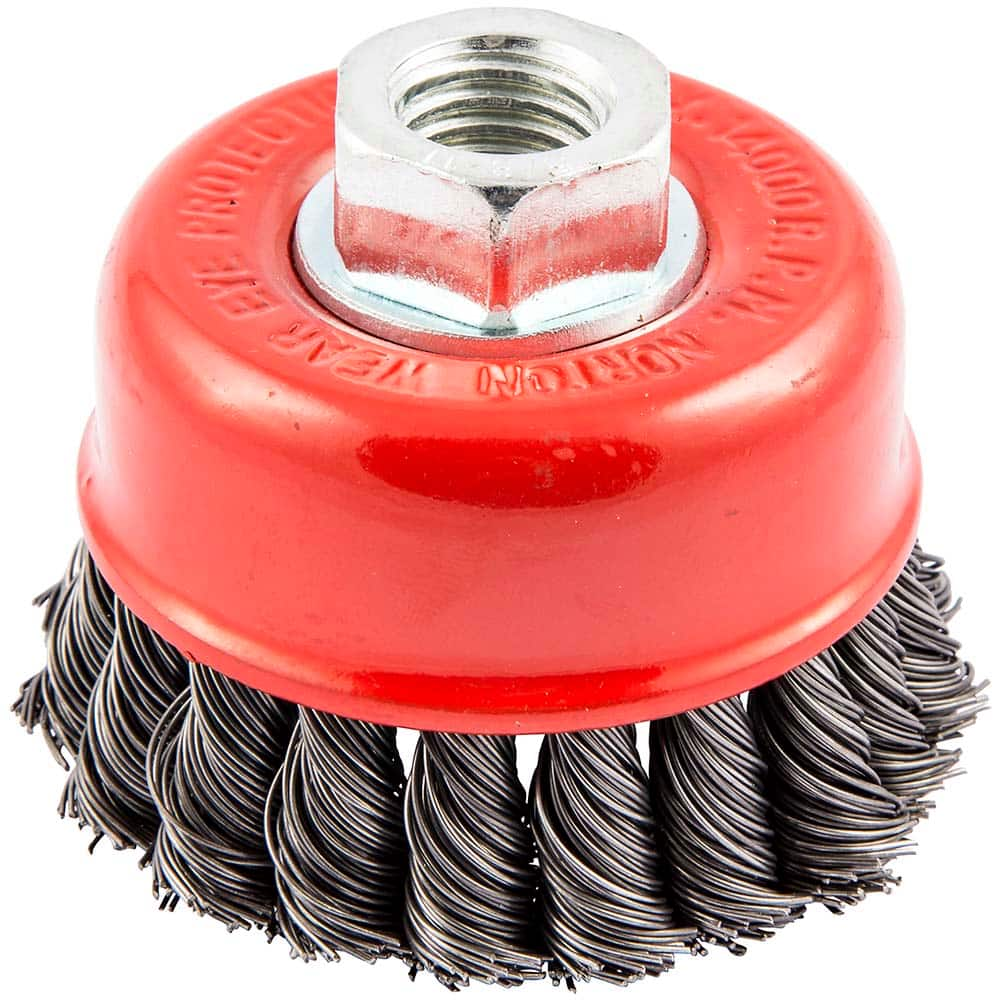 Norton - 2-3/4" Diam 5/8-11 Threaded Arbor Carbon Steel Fill Cup Brush - Benchmark Tooling