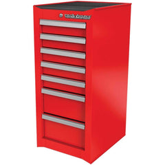 Side Cabinet: 7 Drawer, Red, Steel 15-1/2″ Wide, 18-1/8″ Deep