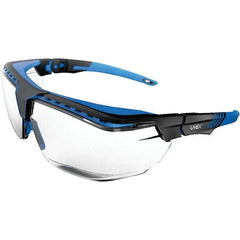 Uvex - Clear Lenses, Framed Safety Glasses - Anti-Reflective, Scratch Resistant, Blue/Black Frame, Adjustable Temples, Size Universal, Over the Glasses - Benchmark Tooling