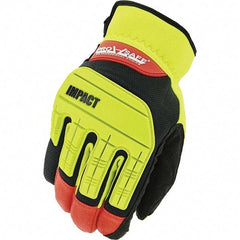 PRO-SAFE - Size 2XL (12), ANSI Cut Lvl A4, Synthetic Leather Cut Resistant Gloves - HPPE Lining, Open Cuff, Hi-Vis Yellow/Red/Black, Paired - Benchmark Tooling