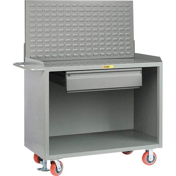 Little Giant - 3,600 Lb Capacity, 2 Shelf, 1 Drawer Mobile Bench Cabinet with Louvered Panel - 41" Wide x 24" Deep x 43" High, Steel - Benchmark Tooling