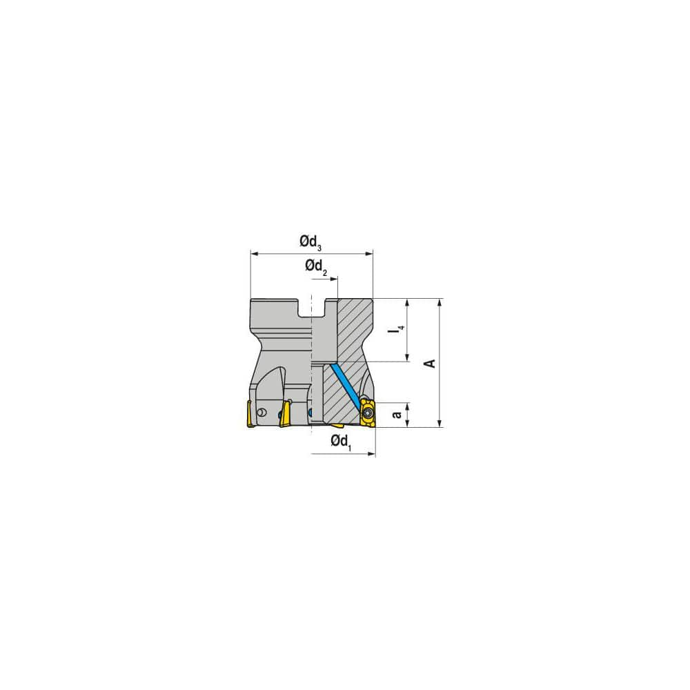 Indexable Square-Shoulder Face Mill:  A211200R1007A075175EF,  2'' Cut Dia,  0.7500″ Arbor Hole Dia,  0.2360″ Max Cutting Depth Uses  10,  XD.T 0703 Inserts,  Through Coolant,  Series  A211-07