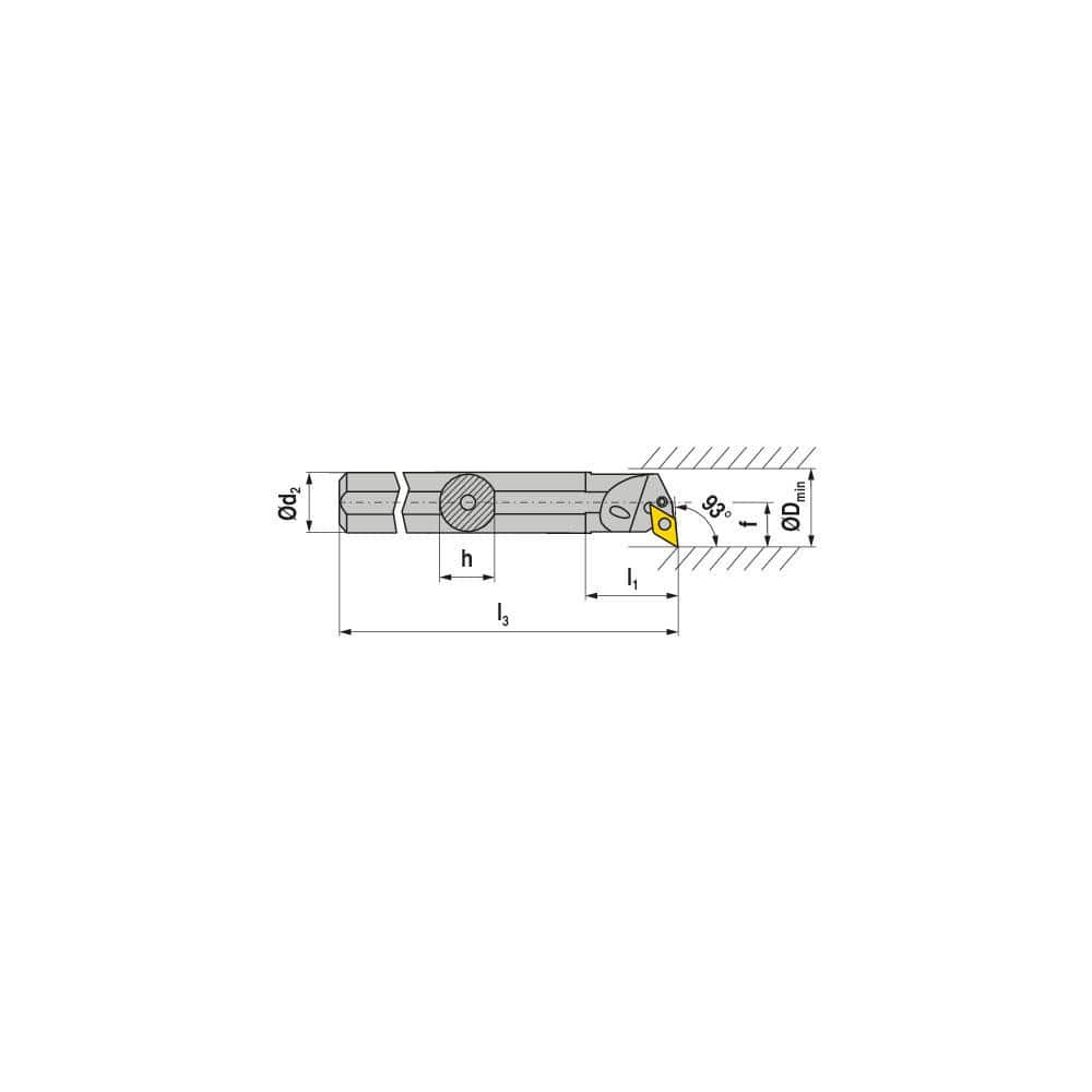 Indexable Boring Bar:  A25R PDUNL 11,  32.00 mm Min Bore,  25.00 mm Shank Dia,  93.00&deg N/A Steel 200.0000″ OAL,  Lever Clamp,