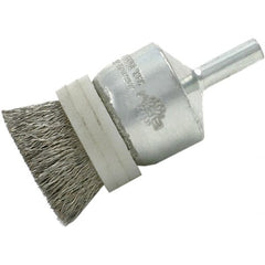 Brush Research Mfg. - 1" Brush Diam, Crimped, End Brush - 1/4" Diam Steel Shank, 20,000 Max RPM - Benchmark Tooling