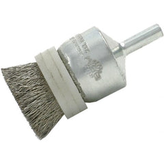 Brush Research Mfg. - 1" Brush Diam, Crimped, End Brush - 1/4" Diam Steel Shank, 20,000 Max RPM - Benchmark Tooling