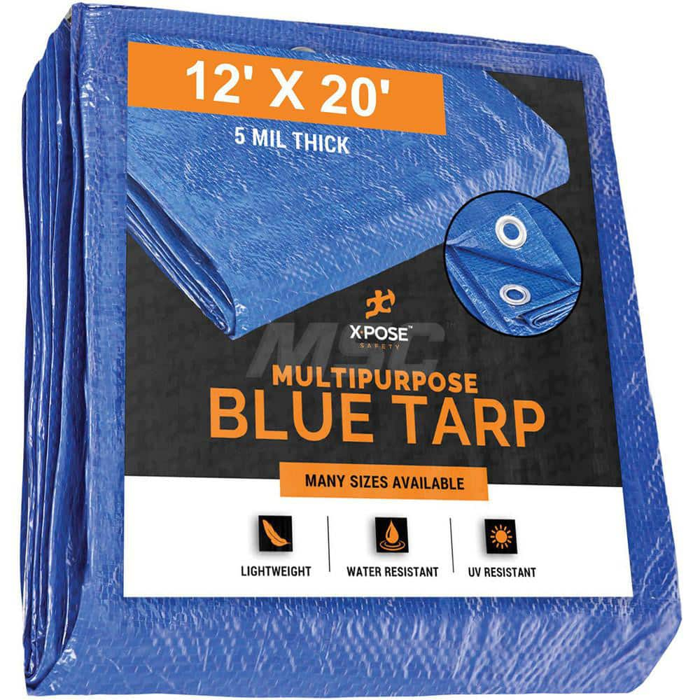 Tarp/Dust Cover: Blue, Rectangle, Polyethylene, 20' Long x 12' Wide, 5 mil Polyethylene, Rectangle