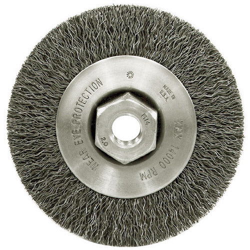 4″ Narrow Face Crimped Wire Wheel, .014″ Steel Fill, M14 × 2.0 Nut - Benchmark Tooling