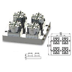 EDM Chucks; Chuck Size: 330mm x 290mm x 87mm; System Compatibility: Erowa ITS; Actuation Type: Pneumatic; Material: Stainless Steel; CNC Base: Yes; EDM Base: Yes; Clamping Force (N): 10000.00; Series/List: RHS ITS