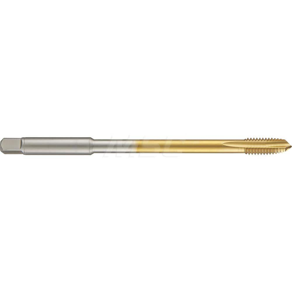 Spiral Point Tap: M16 X 2, Metric, 4 Flutes, 3 to 5, 6H, HSS-E, TiN Finish 6″ OAL, Right Hand, Series 4569