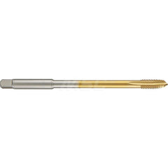 Spiral Point Tap: M14 X 2, Metric, 4 Flutes, 3 to 5, 6H, HSS-E, TiN Finish 6″ OAL, Right Hand, Series 4569