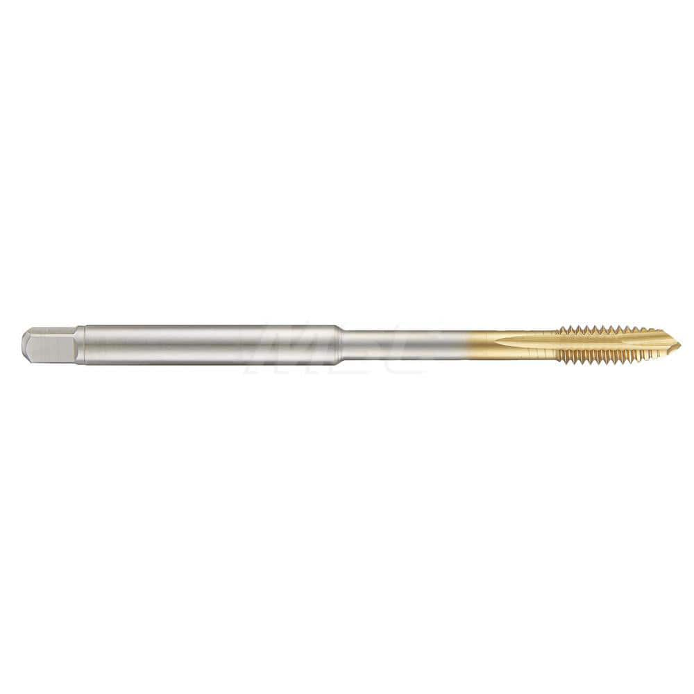 Spiral Point Tap: M4 X 0.7, Metric, 3 Flutes, 3 to 5, 6H, HSS-E, TiN Finish 4″ OAL, Right Hand, Series 4565