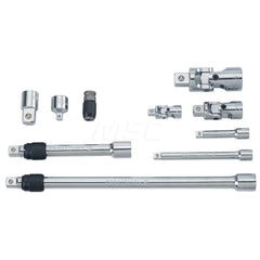 Socket Extension Sets; Tool Type: Drive Accessory Set; Drive Size (Inch): 1/4, 3/8, 1/2; Number of Pieces: 10.000; Finish/Coating: Full Polish Chrome