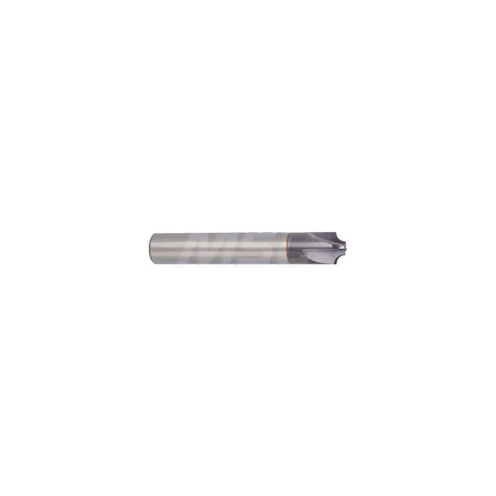 Corner Rounding End Mill: 0.1969″ Radius, 0.6299″ Diam, 4 Flutes, Solid Carbide 76″ OAL, 16″ Shank Dia, FIREX Finish, Single End