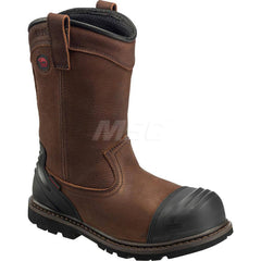 Work Boot: Size 10, 10″ High, Leather, Composite Toe Medium Width, Non-Slip Sole