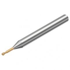 R216.42-00430-FC04G 1700 0.4mm 2 FL Solid Carbide ball nose endmill w/Cylindrical with Neck Shank - Benchmark Tooling