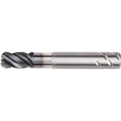 Corner Radius End Mill: 0.9843″ Dia, 1.4764″ LOC, 0.2362″ Radius, 4 Flutes, Solid Carbide 5.315″ OAL, 0.9843″ Shank Dia, 38 ° Helix, AlTiN Coated, Corner Radius End, Centercutting, Series HARVI I