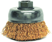 3" Crimped Wire Cup Brush - .020 Bronze; 5/8-11 A.H. - Non-Sparking Wire Wheel - Benchmark Tooling