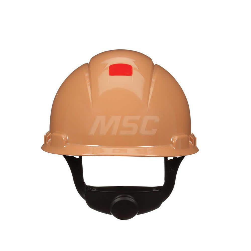 Hard Hat: Construction, High Visibility & Impact Resistant, Full Brim, Type 1, Class C, 4-Point Suspension Tan, HDPE, Vented