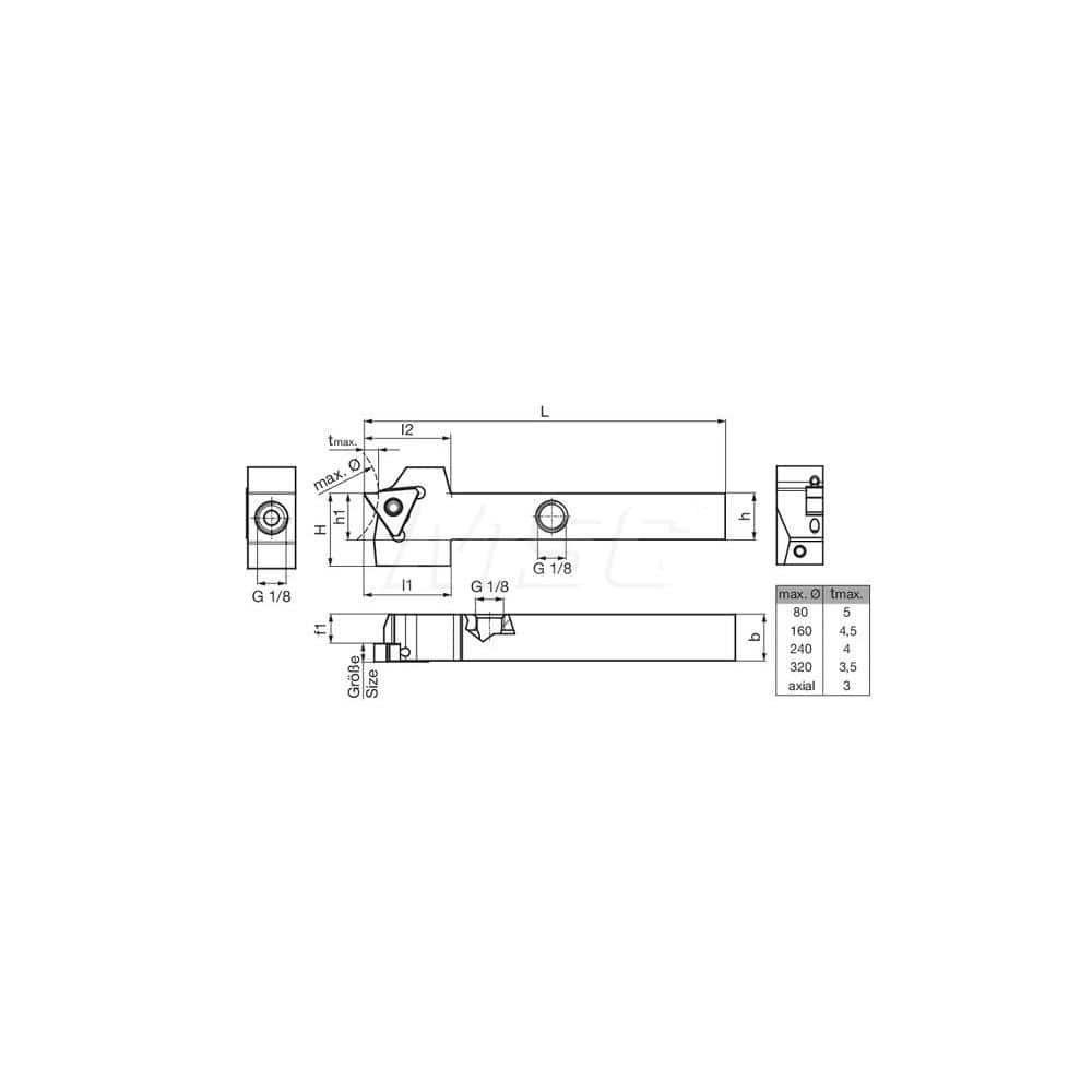 Guhring GH305.0500.500.00.06.R.IK External Right Hand NonFace Grooving Radial Grooving with Thru Coolant Holder 1/2″ Square Shank