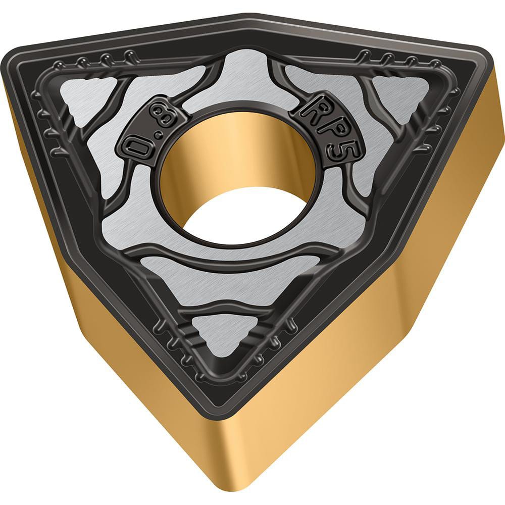 Turning Insert:  WNMG544-RP5 WPP10G,  Solid Carbide TiCN, Al2O3 & TiN Finish,  Neutral,  0.4280″ Long,  5/8″ Inscribed Circle,  0.0630″ Corner Radius,  80.0 &deg N/A Trigon,  Series  WNMG-RP5