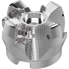 Seco - 50mm Cut Diam, 22mm Arbor Hole, 8mm Max Depth of Cut, 71° Indexable Chamfer & Angle Face Mill - 4 Inserts, SN.. Insert, Right Hand Cut, 4 Flutes, Through Coolant, Series R220.56 - Benchmark Tooling