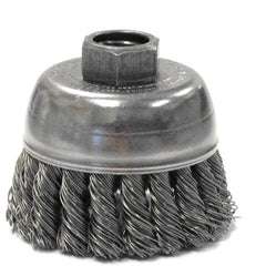 2-3/4″ Single Row Knot Wire Cup Brush, .020″ Steel Fill, M10x1.25 Nut - Benchmark Tooling