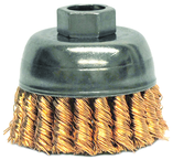 2-3/4" Single Row Wire Cup Brush - .020 Bronze; 5/8-11 A.H.; - Non-Sparking Wire Wheel - Benchmark Tooling