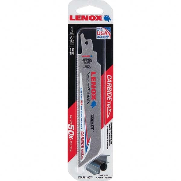 Lenox - Reciprocating Saw Blades Blade Material: Carbide Blade Length (Inch): 6 - Benchmark Tooling